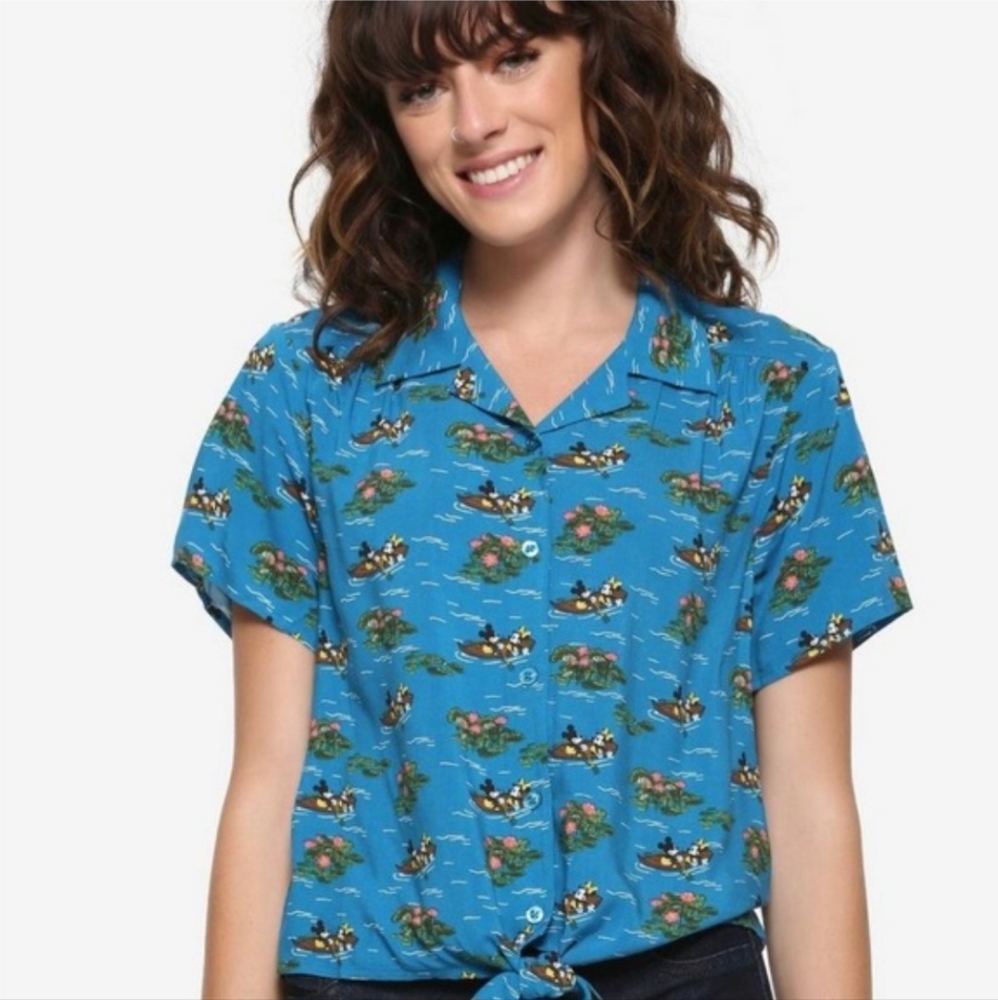 Disney Mickey and Minnie tie-front blouse size Medium